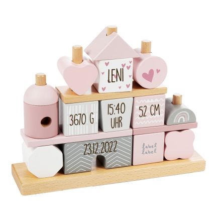 Holz Stapel- und Steckspiel personalisiert